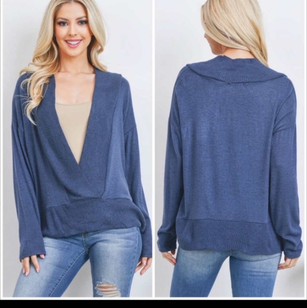 Deep V-Neck Pullover Cardigan